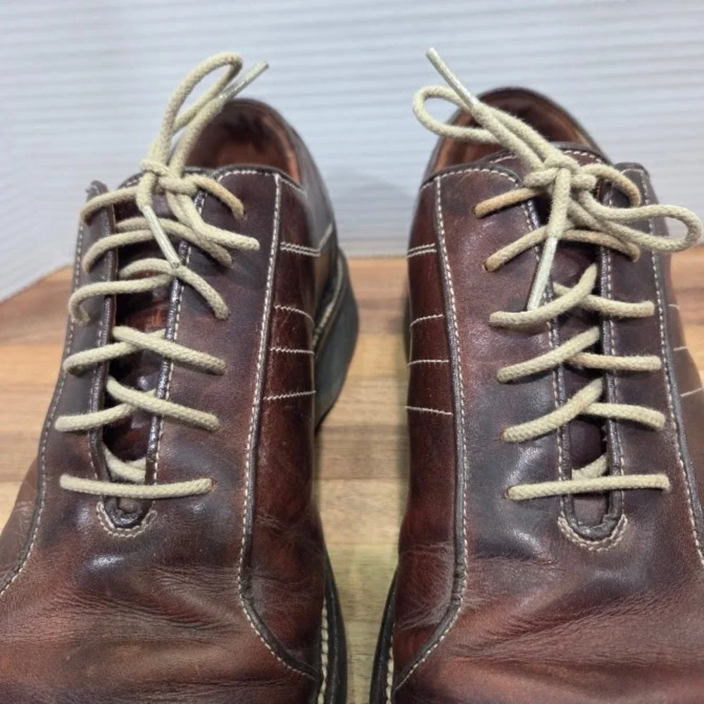 Johnston Murphy Oxfords Men's 12 M Brown Leather Lace Up Dress Casual Shoes